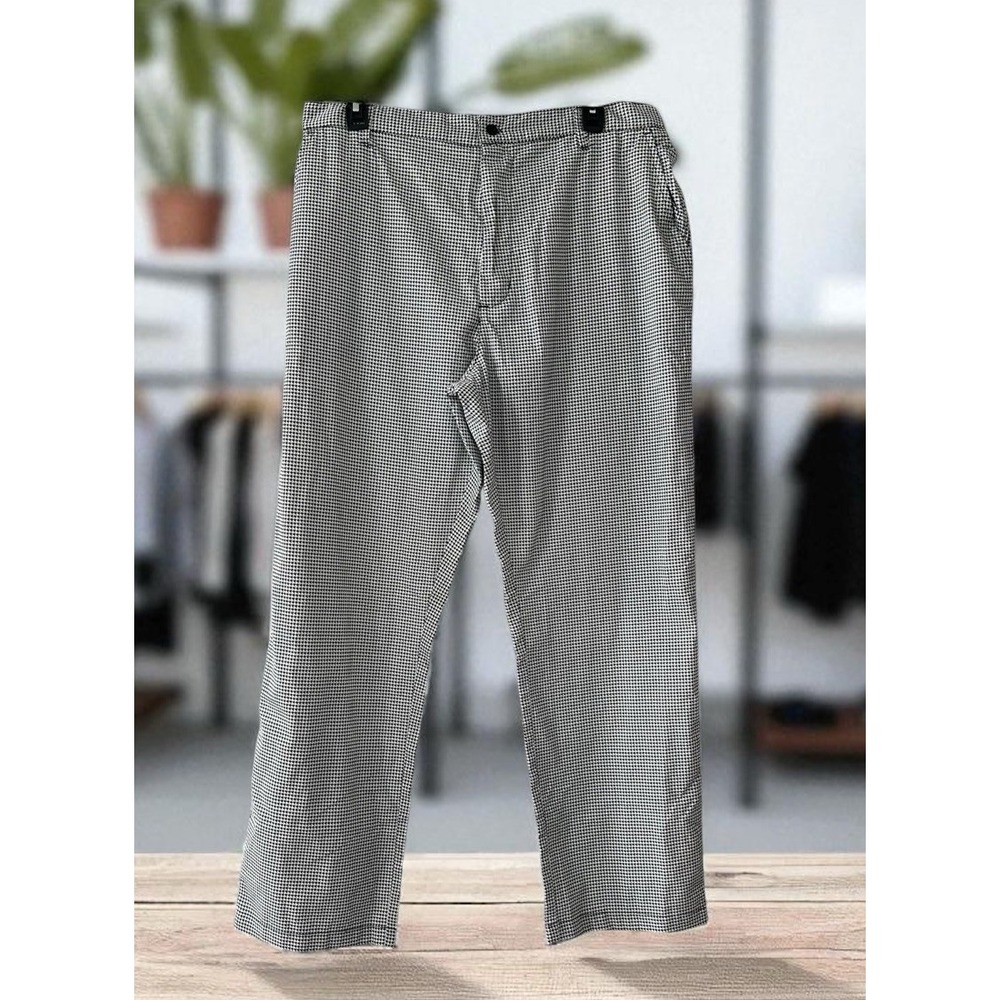 Chef Code Elastic Houndstooth Cook Pants Pocketsโ Black White Sz XL 44x34 46x34